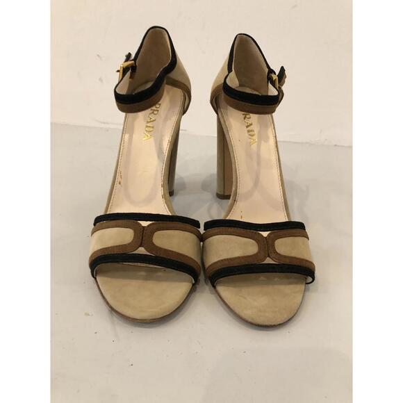 Elegant Prada Suede Block Heel Sandals - Picture 1 of 3